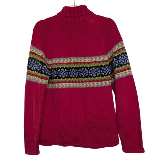 Hanna Andersson Floral Turtleneck Sweater Womens Size Medium Pink Fair Isle - Picture 5 of 8